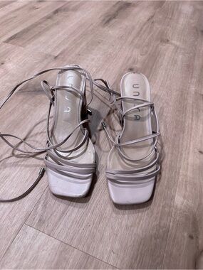 Unisa Blush Lace-Up Strappy Heels